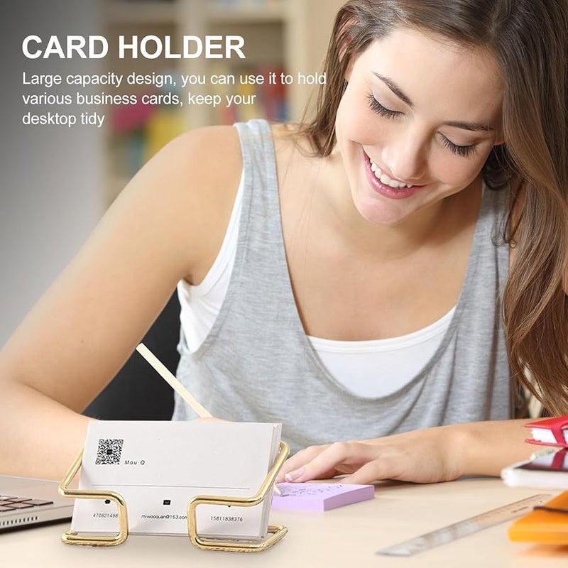Gold Plated Metal Business Card Holder Stand Desk Organizer Display - Image 4